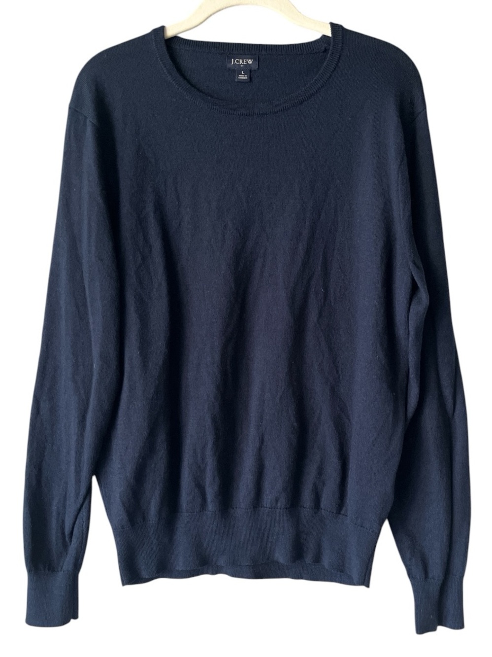 J. Crew Merino Wool Blend Dark Navy Blue Crewneck Sweater L